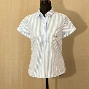Van Heusen blouse Women's XS Blue/White stiped short sleeve, buttons, pullover